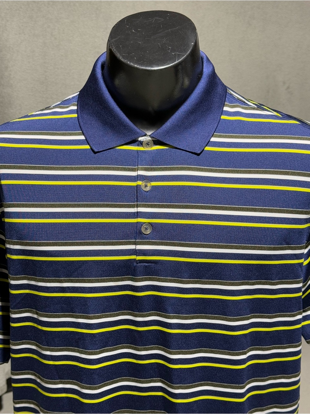 Nike Golf Dri-Fit Polo Shirt Men's Sz Large Blue Multicolor Striped